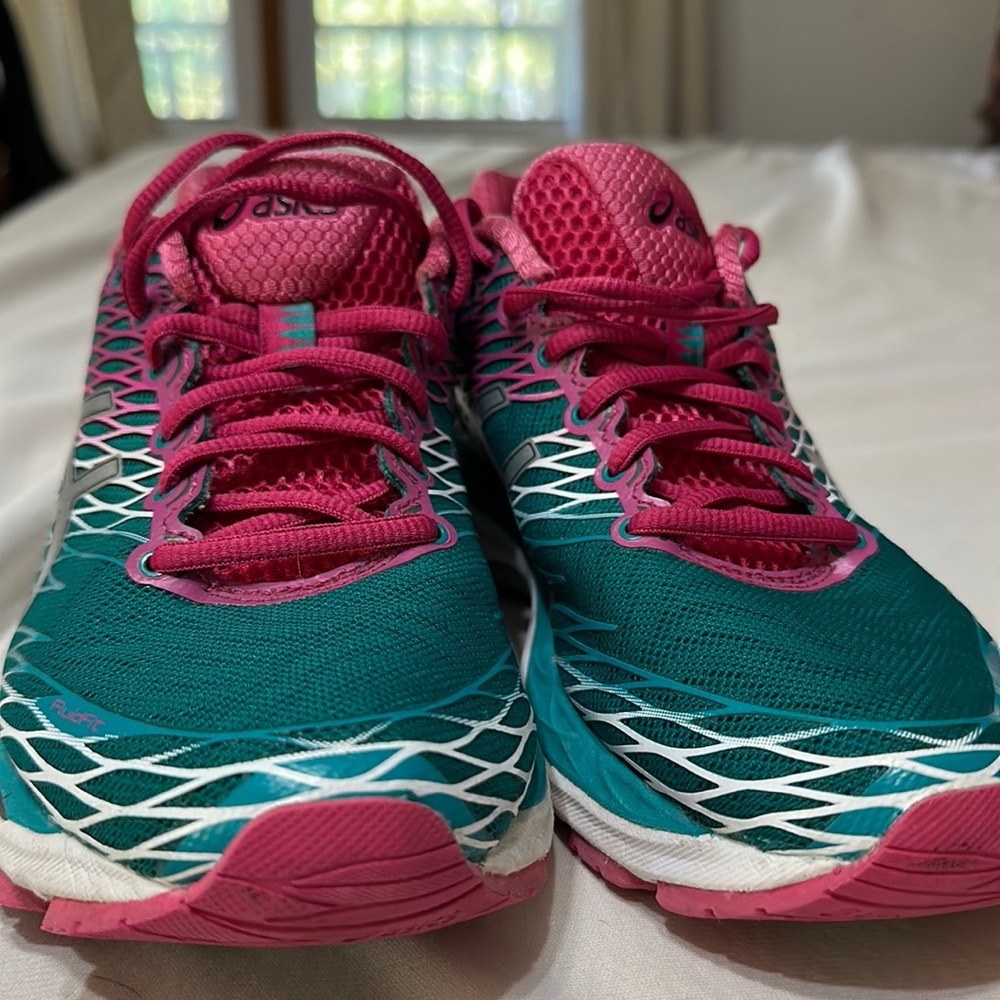 ASICS pink and teal size 8.5